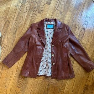 Brown leather vintage look Nine West jacket